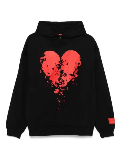 Vision Of Super Heart-print Hoodie In Black