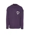 Vision Of Super Heart-embroidered Crewneck Sweater In Purple