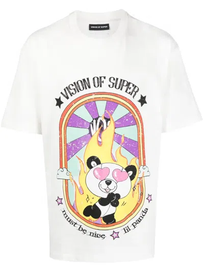 Vision Of Super In Love Pandy Print T-shirt In White