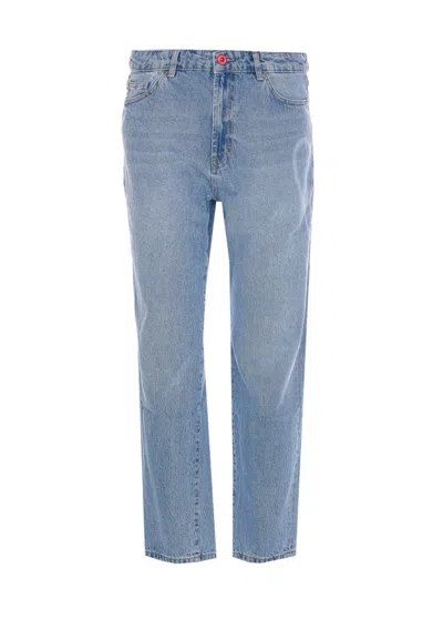 Vision Of Super Heart Laser Print Jeans In Blue
