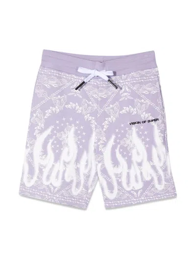 Vision Of Super Bandana-print Cotton Shorts In Purple