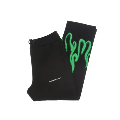 Vision Of Super Lightweight Men's Tracksuit Pants Spray Flames Pants Black/green