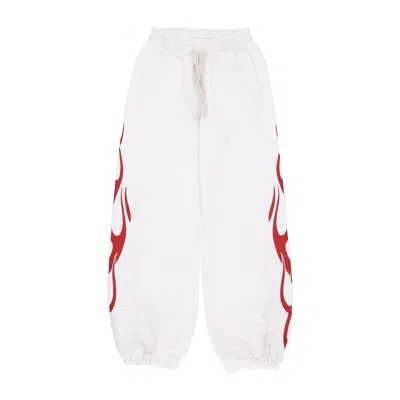 Vision Of Super Lightweight Tracksuit Pants Women Flames Pants Off White/red