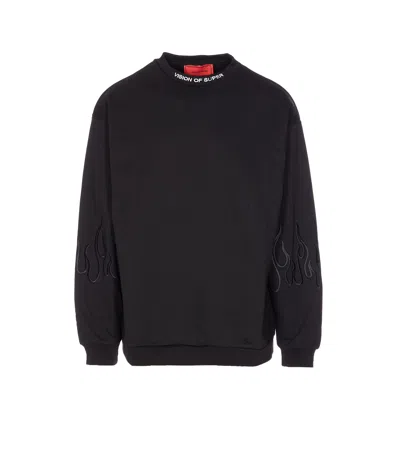 VISION OF SUPER LOGO AND FLAMES SWEATSHIRT