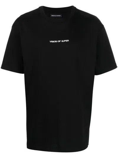 Vision Of Super Logo-embroidered Cotton T-shirt In Black