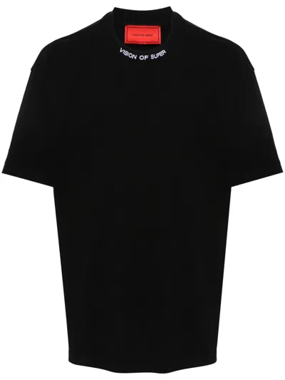 Vision Of Super Logo-embroidered T-shirt In Black