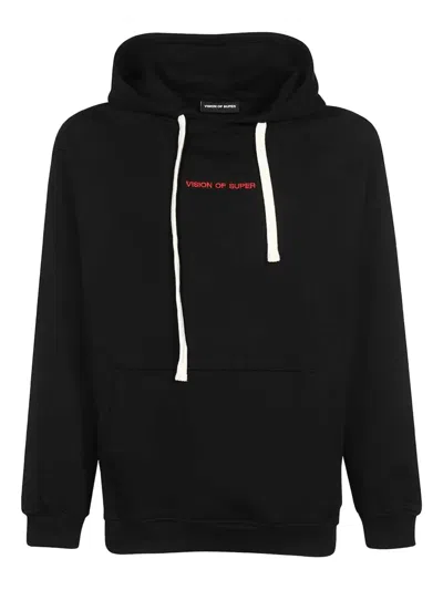 Vision Of Super Logo-print Cotton Hoodie In Black