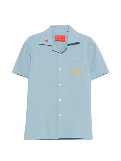 Vision Of Super Logo-embroidered Shirt In Blue