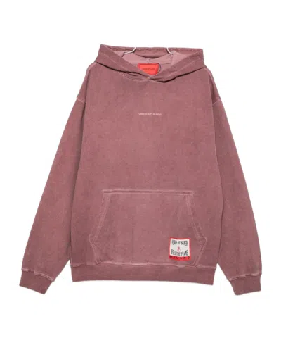 Vision Of Super Long-sleeved Hooded Sweatshirt In Pink