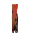 VISION OF SUPER MAXI DRESS WITH FIRE SHADE AND TRIBAL FLAMES PRINT