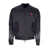 Vision Of Super Men's Bomber Jacket Embroidered Flames Bomber Black/white In Black/white