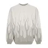 Vision Of Super Men's Double Flames Crewneck Lunar Rock Lightweight Sweatshirt In Lunar Rock