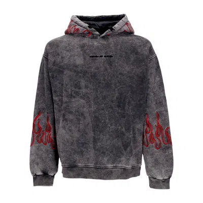 Vision Of Super Men's Hoodie Embroidered Flames Hoodie Grey/red