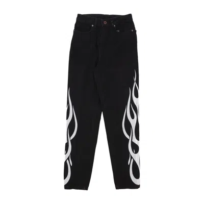 Vision Of Super Men's Jeans Flames Denim Pants Black/white