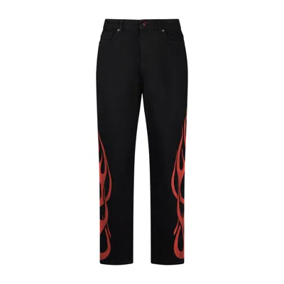 Vision Of Super Men's Jeans Flames Jeans Black/red