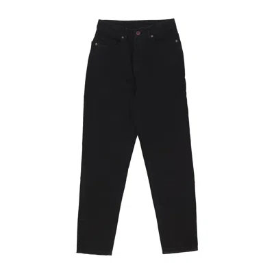 VISION OF SUPER MEN'S JEANS PRINTED FLAMES AND LOGO JEANS BLACK DENIM