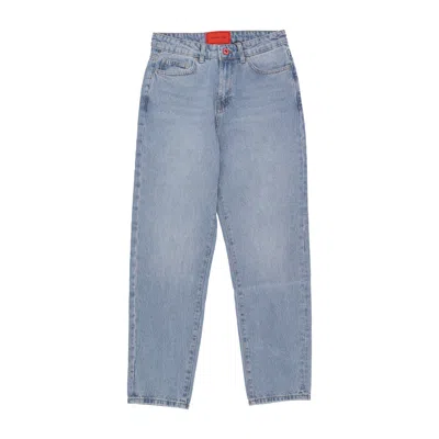 Vision Of Super Men's Jeans Printed Flames And Logo Jeans Denim Blue
