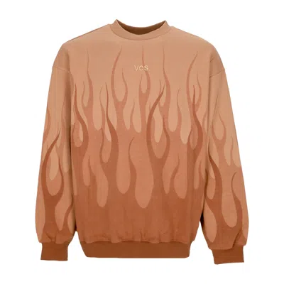 Vision Of Super Men's Lightweight Crewneck Sweatshirt Double Flames Crewneck Terracotta