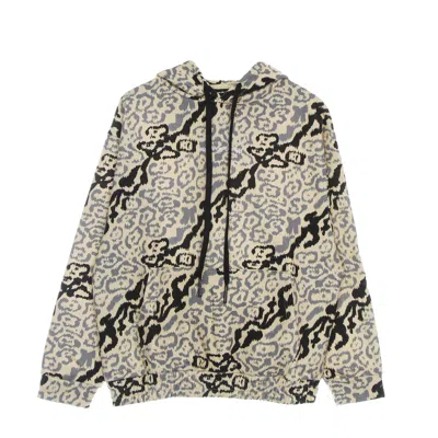 Vision Of Super Men's Lightweight Hooded Sweatshirt Allover Leopard Hoodie Beige
