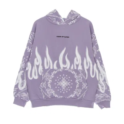 Vision Of Super Men's Lightweight Hooded Sweatshirt Bandana Print Hoodie Lilac In Purple