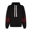 Vision Of Super Men's Lightweight Hooded Sweatshirt Embroidery Flames Hoodie Black/red In Black/red