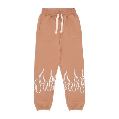 Vision Of Super Men's Lightweight Tracksuit Pants Embroidery Flame Pants Terracotta