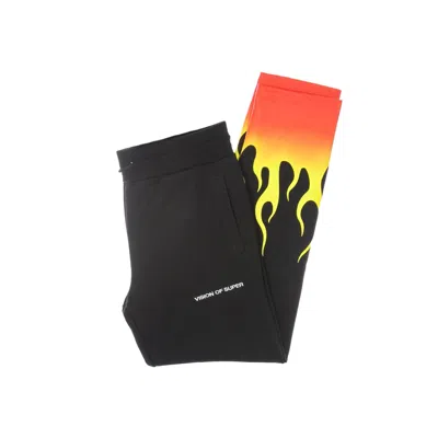Vision Of Super Men's Lightweight Tracksuit Pants Red Shaded Flames Pants In Black/red
