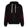 Vision Of Super Men's Lightweight Hooded Sweatshirt Embroidery Flames Hoodie Black/red In Black/red