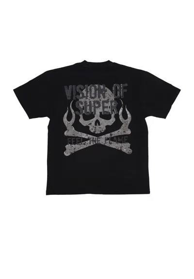 Vision Of Super Men's Military Skull On Back Tee Black