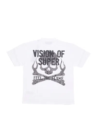 Vision Of Super Men's Military Skull On Back Tee White