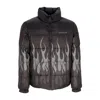 Vision Of Super Triple Flames Puffer Jacket In Black/black