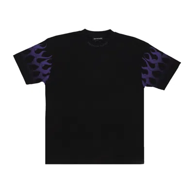 Vision Of Super Men's Racing Flames Tee T-shirt In Black/purple