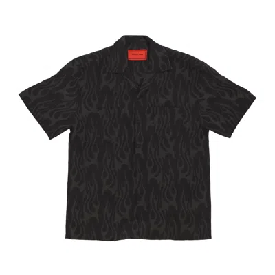 Vision Of Super Men's Short Sleeve Shirt Flames Aop Shirt Black