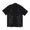 Vision Of Super Long-sleeved Flame Pattern Shirt In Black/grey
