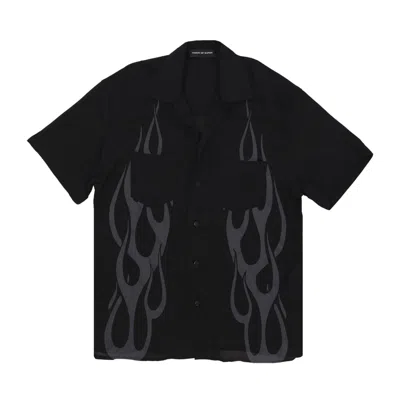 VISION OF SUPER MEN'S SHORT SLEEVE SHIRT FLAMES SHIRT BLACK/GREY