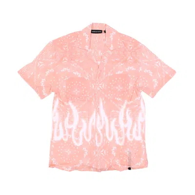 Vision Of Super Men's Short Sleeve Shirt Spray Flames Bandana Shirt Pink
