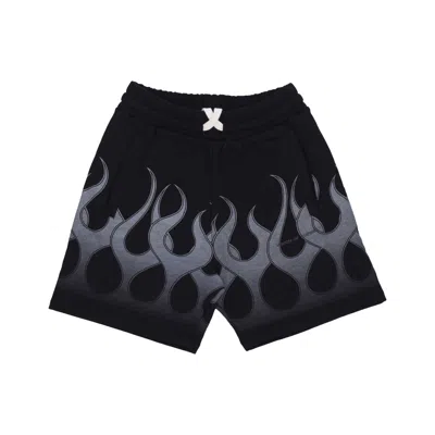 Vision Of Super Men's Short Tracksuit Pants Flames Shorts Black/grey