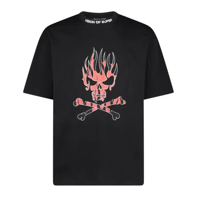 Vision Of Super Men's T-shirt Skull Print Tee Black/red