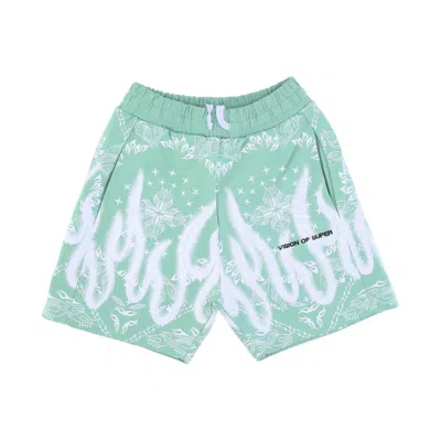 Vision Of Super Men's Tracksuit Shorts Bandana Print Shorts Green