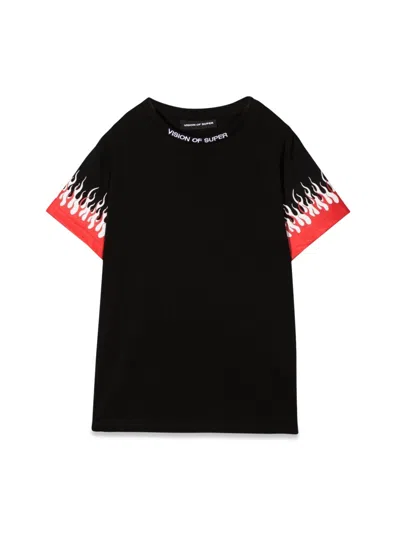 Vision Of Super Mini Kids T-shirt With Double Flame Design In Black