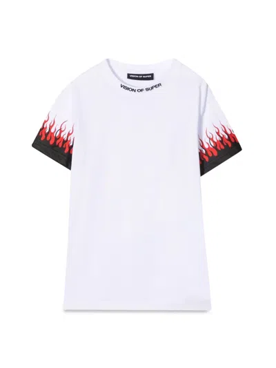 Vision Of Super Mini Kids T-shirt With Double Flame Design In White