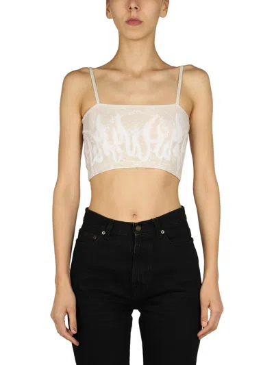 Vision Of Super Mini Pailey Pattern Crop Top In Neutral