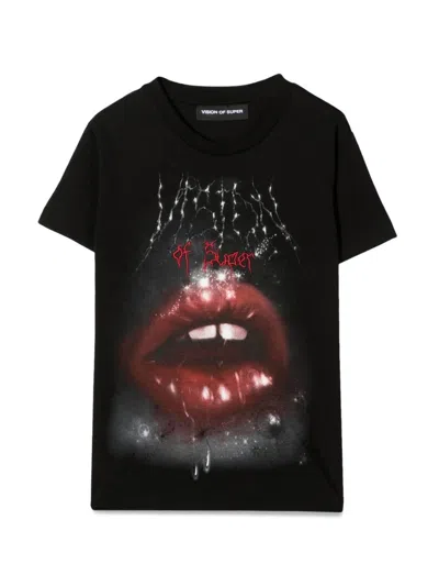 Vision Of Super Mini Rock Mouth Print T-shirt In Black