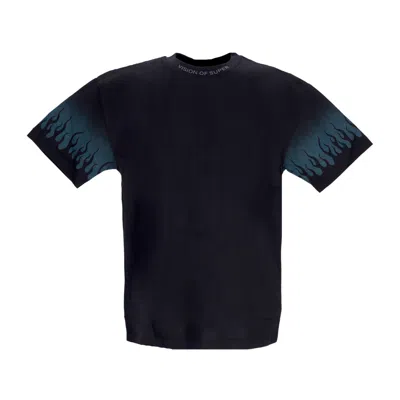 Vision Of Super Negative Flames Tee Men's T-shirt Black/balsam Green In Multi
