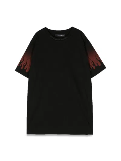 Vision Of Super Negative Red Flames M/c T-shirt In Black