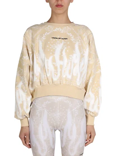 Vision Of Super Paisley Pattern Crew Neck Sweatshirt In Neutral
