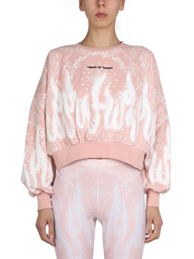 Vision Of Super Paisley Pattern Sweatshirt For Women In Pink