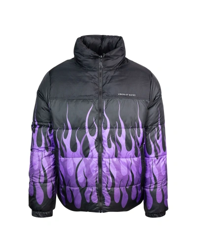Vision Of Super Purple Triple Flame Down Jacket In Black