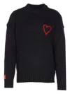 Vision Of Super Relaxed-fit Black Knit Sweatshirt With Heart Motif In Blue