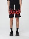 Vision Of Super Flame Print Brushed Cotton Jogger Shorts In Black